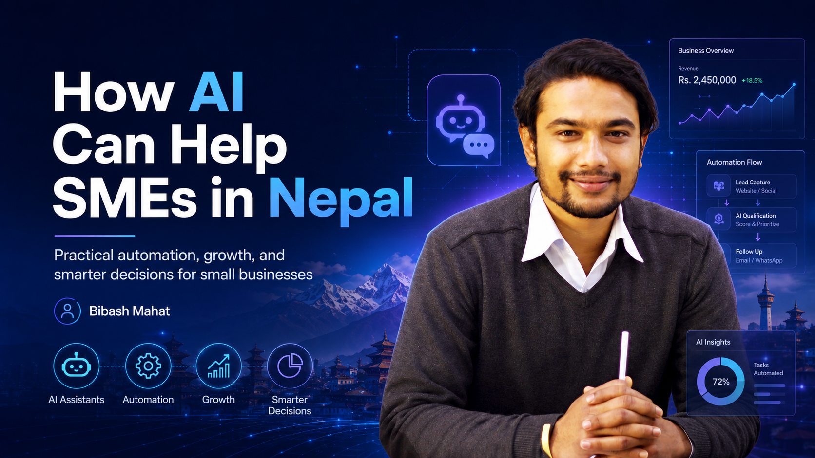Bibash Mahat article featured image about AI helping SMEs in Nepal with automation and business growth.